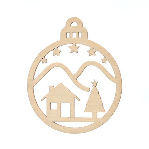 Pallina natalizia legno con - in,